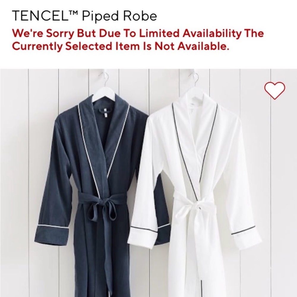 pottery barn tencel piped robe in white size Medium